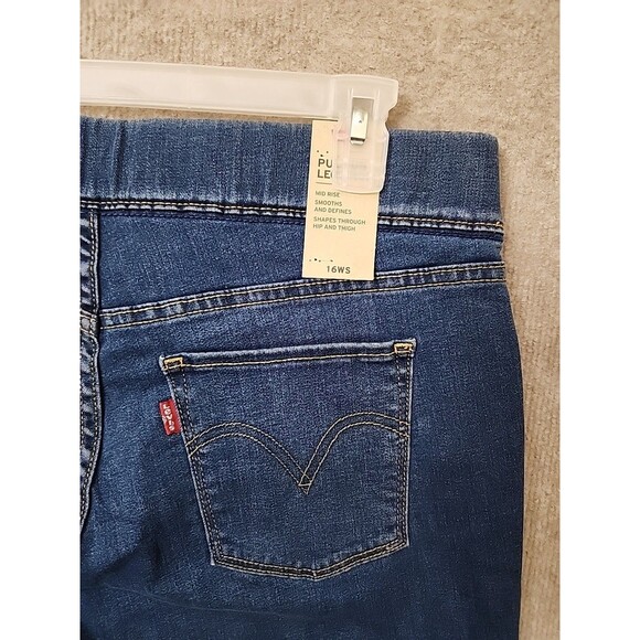 Levis Pull on Legging Jeans Womens 16W Short Blue Medium Wash Stretch NEW - Picture 9 of 13
